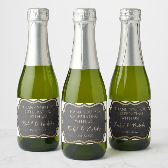 Champagne mini bottles favours personalised sparkling wine label (Bottles)