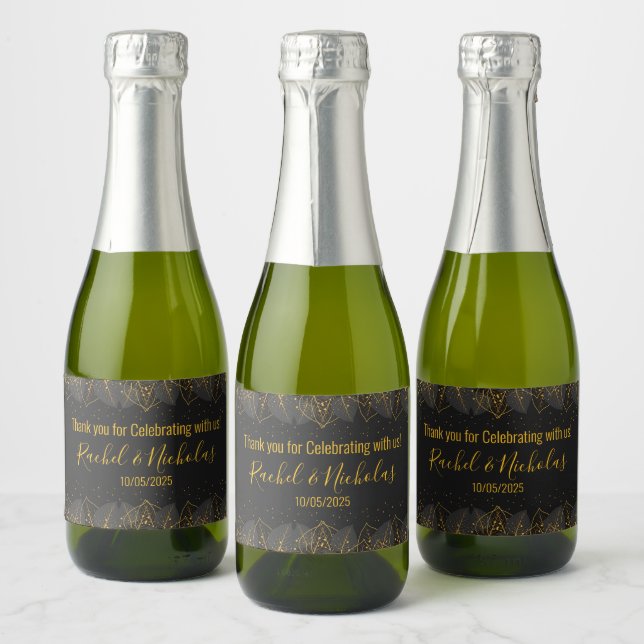Champagne mini bottles favours personalised sparkling wine label (Bottles)