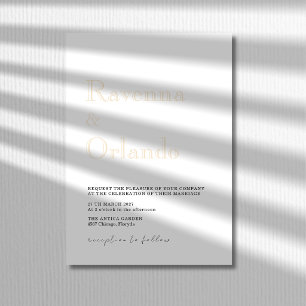 Champagne Minimalist Simple Modern Wedding Invitation