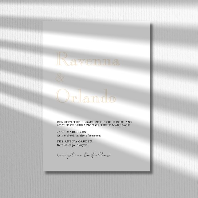 Champagne Minimalist Simple Modern Wedding Invitation (Creator Uploaded)