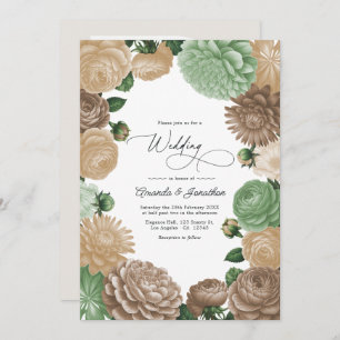 Champagne Mist, Willow Sage & Pebble Taupe Wedding Invitation