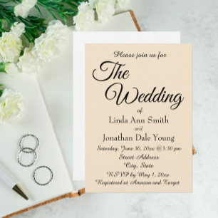 Champagne Monotone Colour Simple Style Wedding Invitation