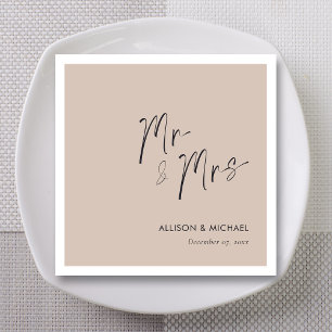 Champagne Mr & Mrs Wedding Custom Napkin