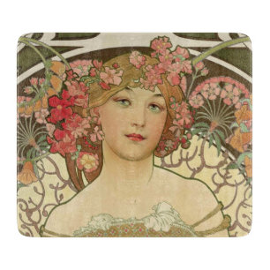 Champagne Mucha Small Rectangle Cutting Board