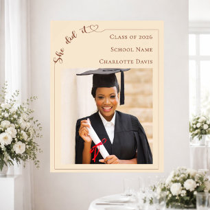 Champagne neutral photo Graduation Party welcome Poster