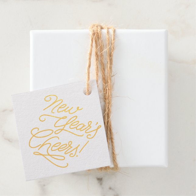 Champagne New Years Cheers Favour Tags (With Box)