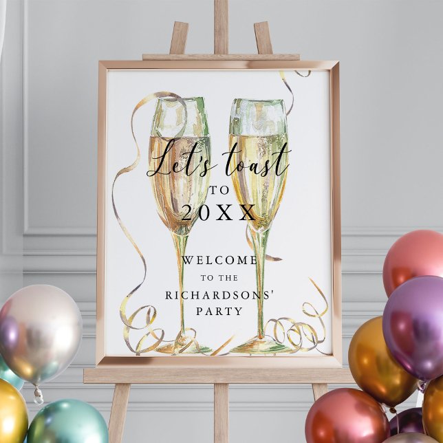 Champagne New Year's Eve Party Welcome Sign (Creator Uploaded)