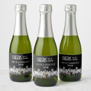 Champagne on Black Party Favor Mini Sparkling Wine Label