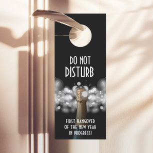 Champagne on Bokeh Do Not Disturb Door Hanger