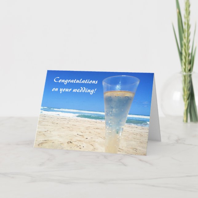 Champagne on the Beach Wedding Card (Front)