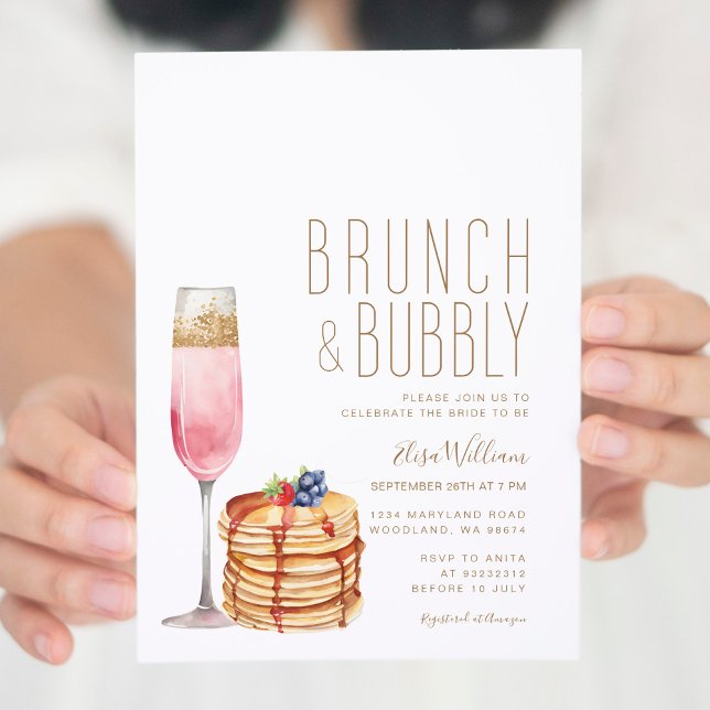 Champagne Pancake Brunch & Bubbly Bridal Shower Invitation (Creator Uploaded)