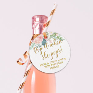 Champagne Party Favour Tags, Pop It When She Pops, Favour Tags