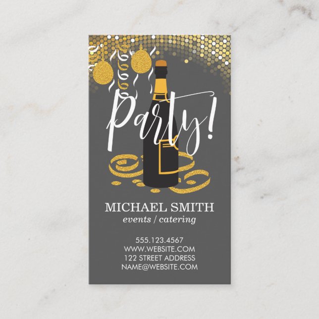 Champagne / Party Planner / Festive Business Card (Front)