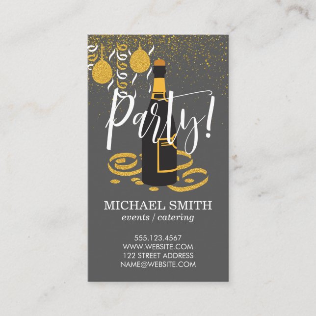 Champagne / Party Planner / Festive II Business Card (Front)
