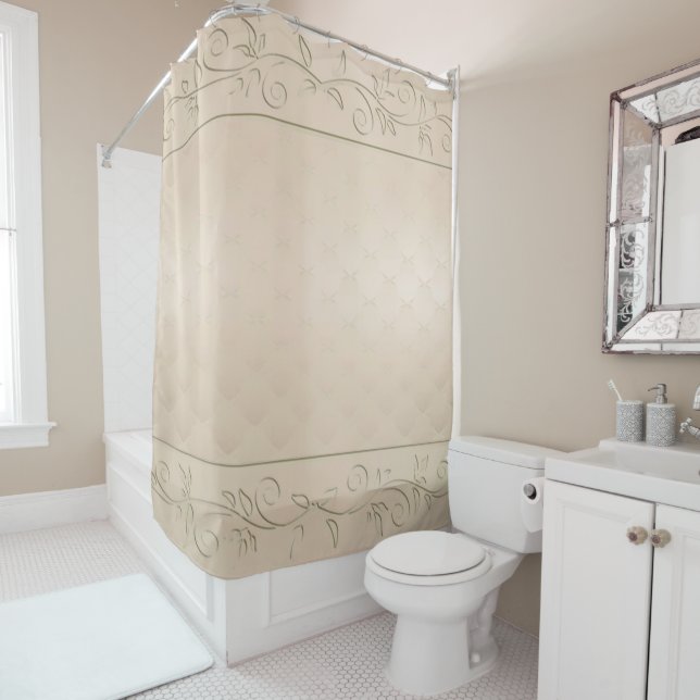 Champagne Patterned Design Shower Curtain (In Situ)