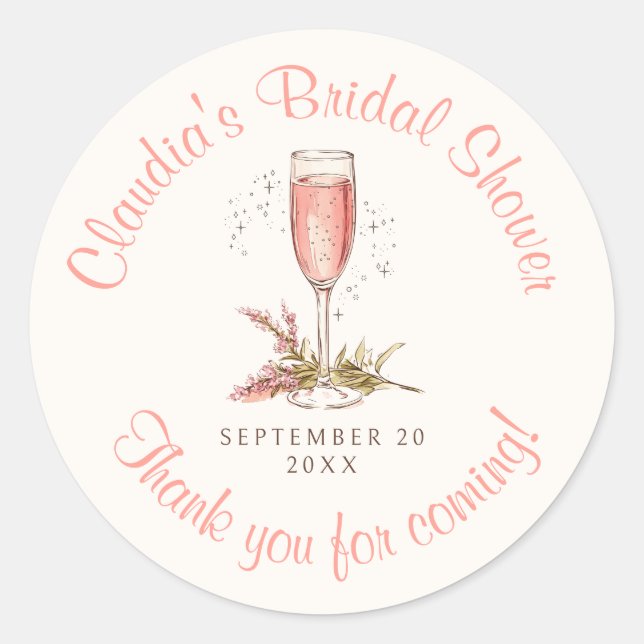 Champagne Peach Apricot Classic Round Sticker (Front)