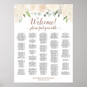 Champagne Peach Floral Alphabetical Seating Chart