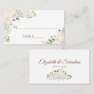 Champagne Peach Floral Elegant Wedding Escort Card