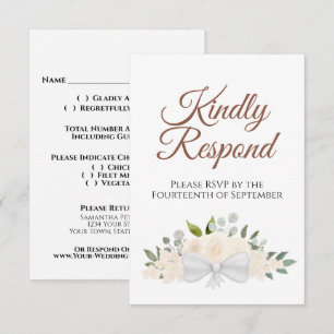 Champagne Peach Floral Kindly Respond Wedding RSVP Card
