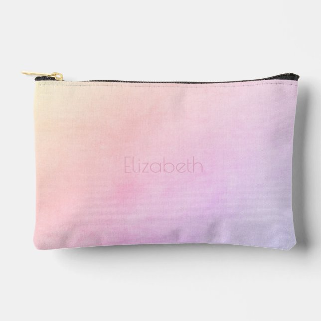 Champagne Peach to Purple Ombré with Name Accessory Pouch (Front)