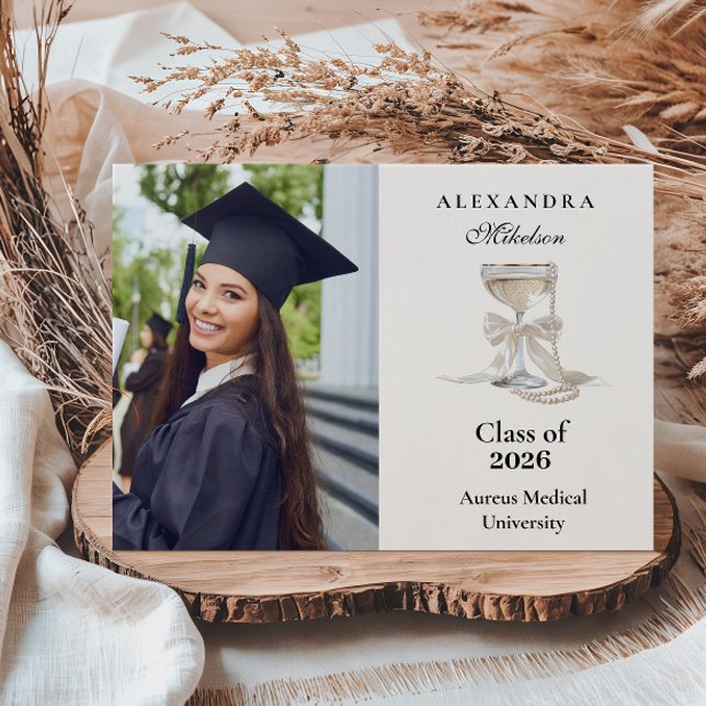 Champagne Pearl Bow Graduation Announcement (Creator Uploaded)