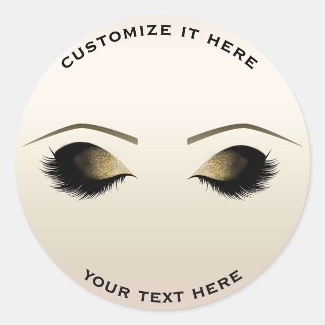 Champagne Pearl Shimmer Makeup Eyelashes Glam Classic Round Sticker (Front)