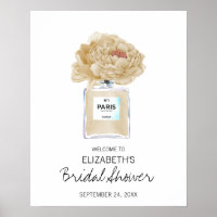 Champagne Peonies Floral Bridal Shower Welcome
