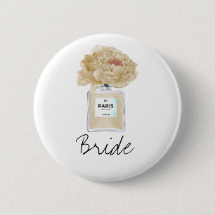 Champagne Peonies & Perfume Bride 6 Cm Round Badge