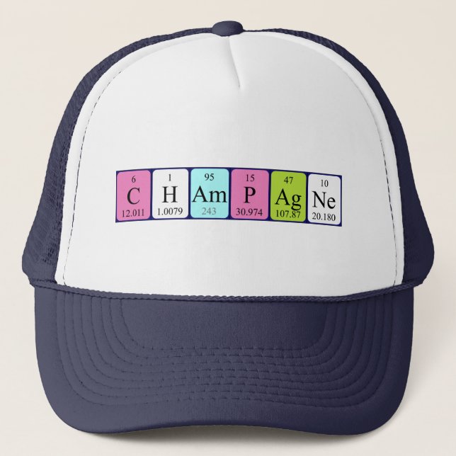 Champagne periodic table name hat (Front)