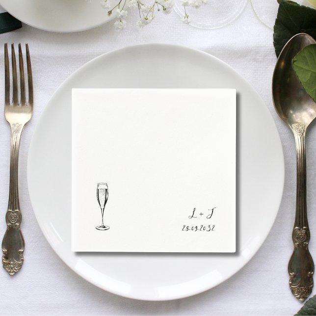Champagne Personalised Monogram Wedding Paper Napkin (Creator Uploaded)