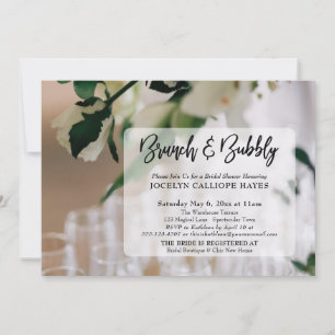 Champagne Photo Brunch & Bubbly Handwriting Invitation