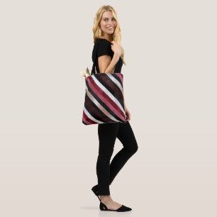 Champagne Pink Burgundy Black Stripes Tote Bag