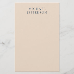 Champagne Pink Color Minimalist Plain Modern Name Stationery