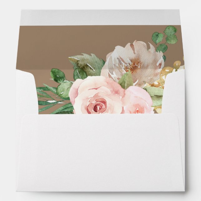 Champagne & Pink Floral - Beige Envelope (Back (Bottom))