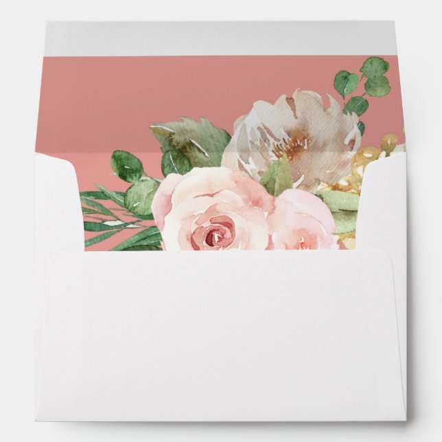 Champagne & Pink Floral - Salmon Envelope (Back (Bottom))