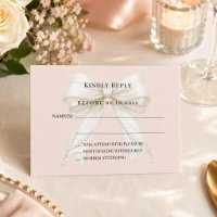 Champagne pink ivory bow response RSVP