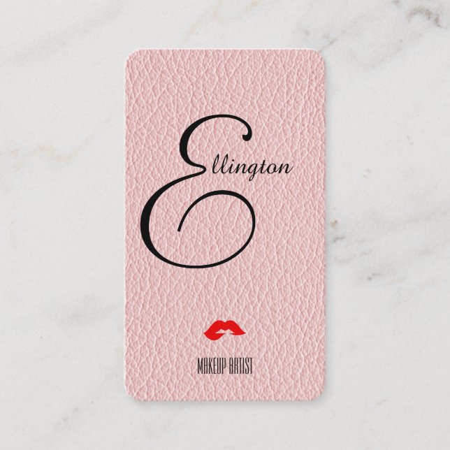 Champagne Pink Mock Leather Instagram Style Business Card (Front)