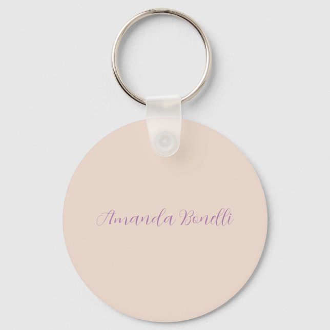 Champagne Pink Plain Simple Minimalist Modern Key Ring (Front)