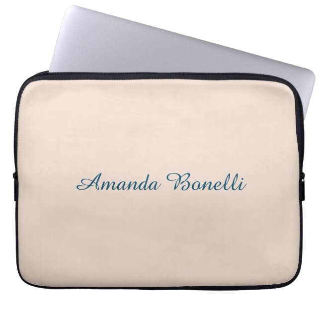 Champagne Pink Plain Simple Minimalist Modern Laptop Sleeve (Front)
