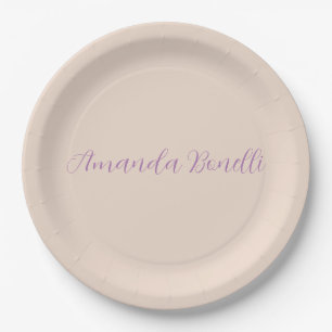 Champagne Pink Plain Simple Minimalist Modern Paper Plate