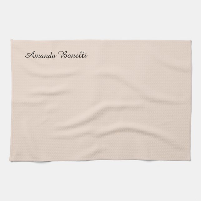 Champagne Pink Plain Simple Minimalist Modern Tea Towel (Horizontal)
