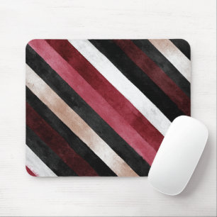Champagne Pink Red White Burgundy Black Stripes Mouse Pad