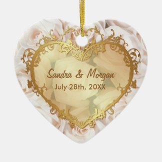 Champagne Pink Rose  Elegance 2 Sided Ceramic Tree Decoration