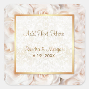 Champagne Pink Rose Elegance Square Sticker