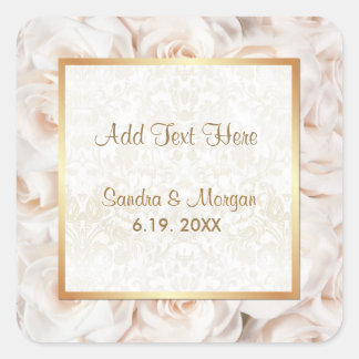Champagne Pink Rose Elegance Square Sticker