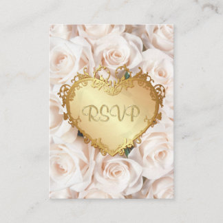 Champagne Pink Rose Floral Wedding RSVP Enclosure Card