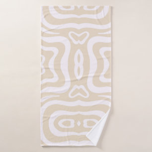 Champagne Pink White Abstract Wavy Bath Towel