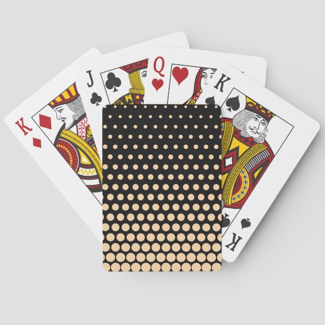 Champagne Polka Dot Modern Black Playing Cards (Back)