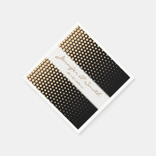 Champagne Polka Dots Modern Black Napkin