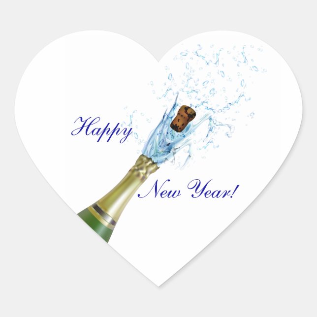 Champagne Popping Heart Sticker (Front)